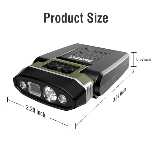 SUNREI 1800mAh Rechargeable 300 Lumen LED Headlamp with Motion Sensor - size: H300-military green