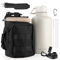 KXIAOCHEN Insulated Water Bottle with Strap, 48-Hour Cold, 2 Lids - color: Cream-B, size: 64 Ounces