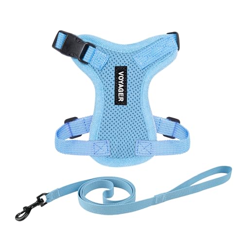 Voyager Escape-Proof Step-in Harness & Leash - Baby Blue, S - color: Baby Blue, size: S (Chest: 15 - 18")