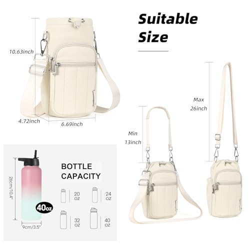 Rueesh Water Bottle Holder Bag with Adjustable Strap - color: Beige