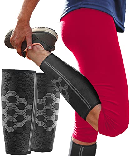 Sparthos Calf Compression Sleeves, Shin Splint Relief Men, Women - Black-M - color: Midnight Black
