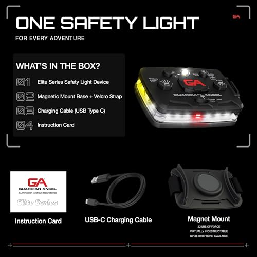 Guardian Angel Elite Safety Light - White Front & Red/Yellow Rear - color: White/Red/Yellow, size: 1-Pack