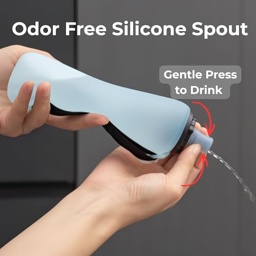 Handheld Running Water Bottle, Collapsible Silicone Foldable 350mL - color: Translucent Blue