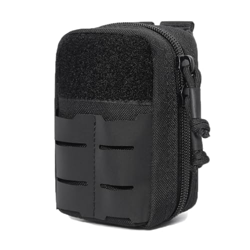 Azarxis Tactical Mini Belt Pouches, Multi-Purpose Small Battery Case Compact Utility EDC Card Slot Holder Waist Bags Military Molle Pack Sundries Storage Pack - color: #05 Black