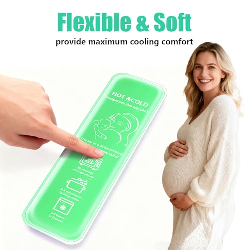 Postpartum perineal ice Pack, Hot and Cold Ice Pack for Women After Pregnancy, Postpartum Ice Pack for Recovery, Affordable & Reusable，2 Ice Packs and 2 Washable Sleeves. (Pink Flower) (Green) - color: Green
