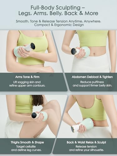 Lymphatic Drainage Massager & Massage Tool, Body Sculpting Machine & Fascia Blaster for Cellulite with Light, Heat & Vibration, for Legs, Arms & Belly - color: Green