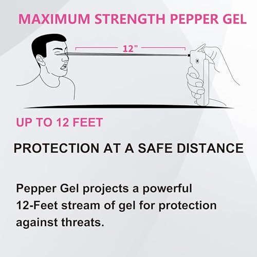3-in-1 Self Defence Personal Alarm with Pepper Spray Set for Women, Max Strength Pepper Gel & 130 dB Safety Alarms & Strobe Lights, Quick Release, 3X Protection, Canister Replaceable - color: Rose