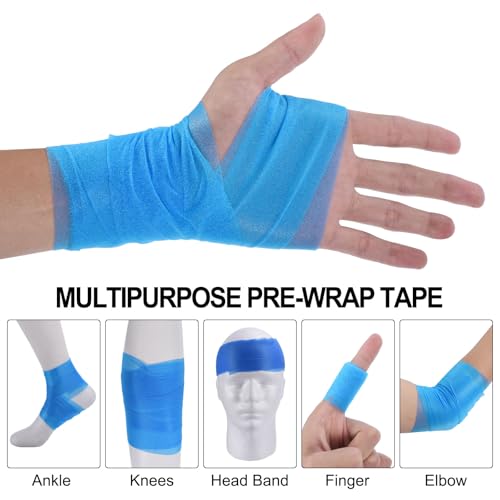 MECCANIXITY 24 Rolls Pre Wrap Athletic Tape 30 Yard x 2.8" Foam Under Wrap Tape Sports Prewrap Headband for Hair Ankles Wrists Hands Knees - color: Navy Blue