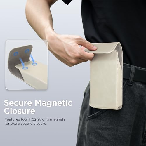 for Phone Pouch Holster Belt Case, Premium Leather Pouch with Belt Clip Phone Holster Belt Case (White, X-Large) - color: White, size: X-Large