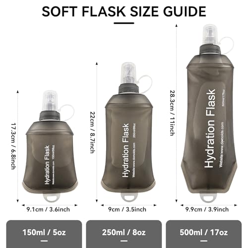 500ml Soft Flask Soft Water Bottle for Running, Hiking, Cycling and Climbing - Grey - color: 500ml, grey
