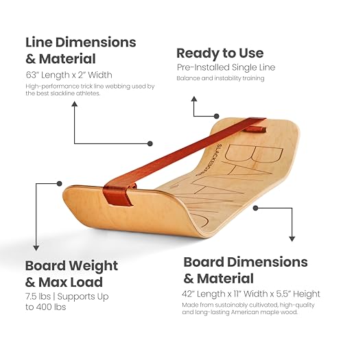 GIBBON SlackBoard, Balance Board Kids & Adults, Slackline Balance Trainer - color: Balance - 1 Line