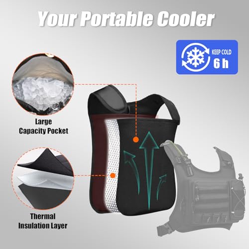 Running Vest with 2L Leakproof Water Bladder, Chest Pack for Hunting with Insulated Compartment for Men & Women Running, Cycling, Camping, Hiking, Skiing