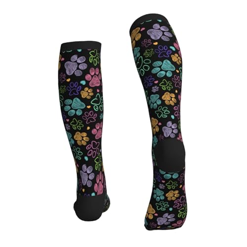 Avocado Compression Socks Women Men Knee High Stock for Running Work Support Nurses Travel - color: Dog Paw