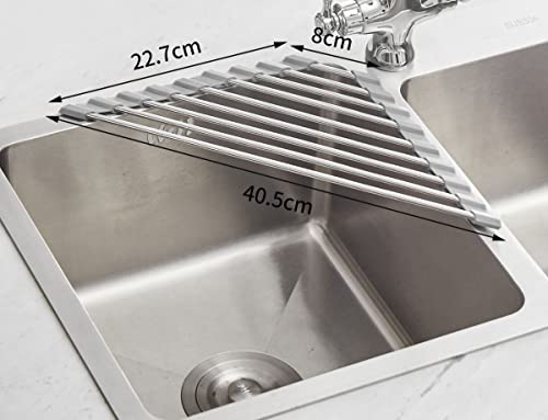 Ahyuan Roll up Dish Drying Rack Over The Sink Kitchen Roll up Sink Drying Rack Portable Dish Drainer Foldable Dish Drying Rack (Warm Gray, Triangle 16.3''X9.4'') - color: Warm Gray, size: Triangle 16.3 inches x 9.4 inches