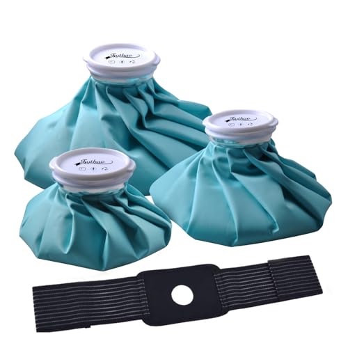 Ice Pack for Injuries Reusable, Ice Bag Reusable Hot Water Bag for Hot & Cold Therapy, No-Leak Elastic Ice Bag for Pain Relief, Menstruation Pain Injuries Muscle Strains, 3 Size Blue - size: 6"/9"/11" Set, style: Blue