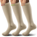 BULLIANT Men's Cushioned Compression Knee High Sports Recovery Socks 3Pack - color: 3pairs-nude7958, size: Large-X-Large