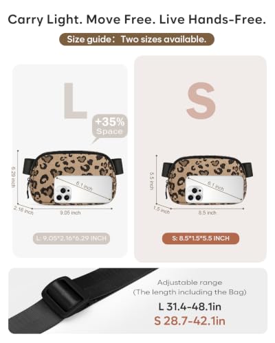 Pritent Fanny Packs for Women Crossbody Belt Bag With Zipper Back Pocket - color: Leopard Brown, size: Small