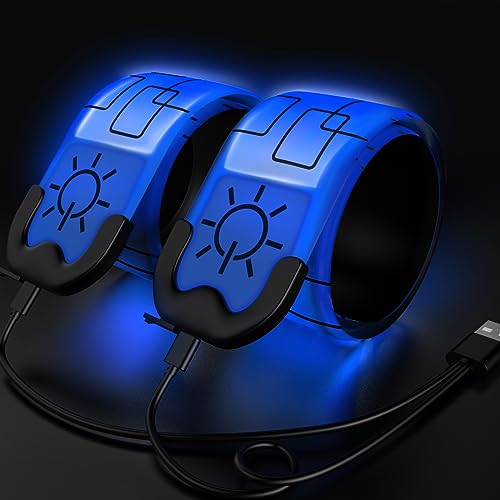 2 Pack LED Armband - Rechargeable Running Lights with Reflective Gear, High Visibility LED Wristband Lights - color: blue