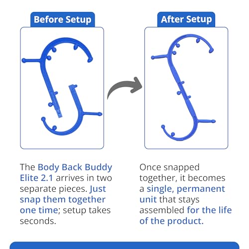 Body Back Buddy Elite Back Massager & Neck Massager for Pain Relief, Blue - color: Blue, size: Elite Bundle