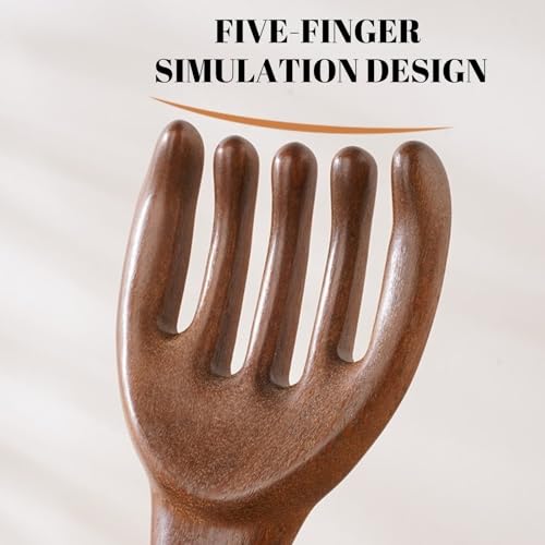 Long Handle Sandalwood Scalp Massage Comb, Wooden Head Scratcher