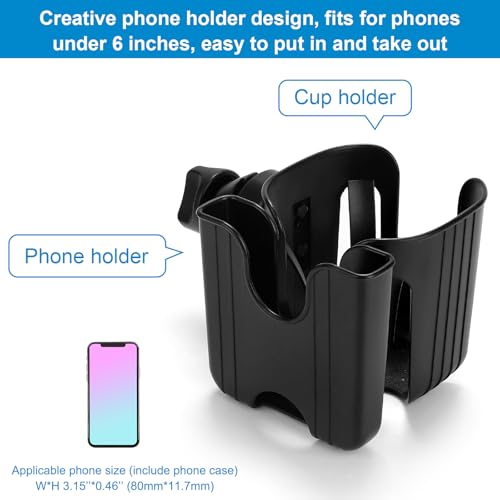 Accmor Stroller Cup Holder, Universal Cup Holder for Walker Wheelchair Bike Scooter, 360° Rotatable Stroller Cup Holder Attachment Walker Wheelchair Accessory - color: Black