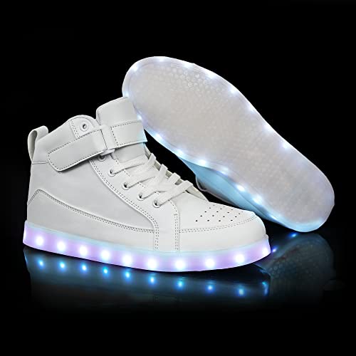 IGxx LED Light Up Shoes for Kids Boys Girls Sparkly Sneakers - color: White, size: 11.5 Little Kid