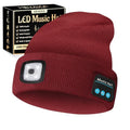 HEYAXA Bluetooth Beanie Hat, USB Rechargeable 4 LED Wireless Music Running Headlamp Cap, Dad Gifts for Husband, Dad, Birthday Gifts for Men, Dad, Father, Women, Him, Her, Red - color: Red
