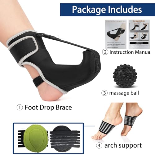 2026 Upgraded Plantar Fasciitis Night Splint & Relief Brace with Massage Ball for Plantar Fasciitis Relief,Plantar Fasciitis Brace for Women Men with Arch Support for Achilles,Thin & Breathable Drop Foot Brace for Men Women, Fits Left or Right Foot, S/L (