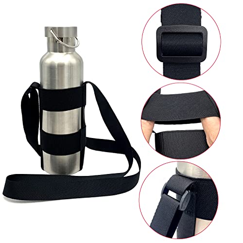 Wanty Water Bottle Carrier Sling Water Bottle Holder with Adjustable Shoulder Strap for Walking Short Hiking, Elastic Fastening Strap Fit for 12-40Oz (Exclude Water Bottle) (2 Elasticated Band)