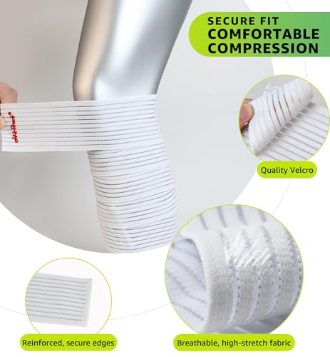 HiRui Calf Compression Wraps, 71" Adjustable Elastic Bandage Sleeves, Lower Leg Calf Support for Men & Women, Shin Splints Relief, Varicose Veins, Fitness, Running, Basketball, Soccer (1, White) - color: White