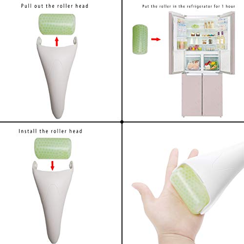 3 in 1 Ficial Face Ice Jade Roller and Gua Sha Tool, Natural Real Jade Anti-Wrinkle Face Eye Neck Massager Tool, Reduce Wrinkles, Puffiness, Migraine, Redness, Pain and Injury - color: White