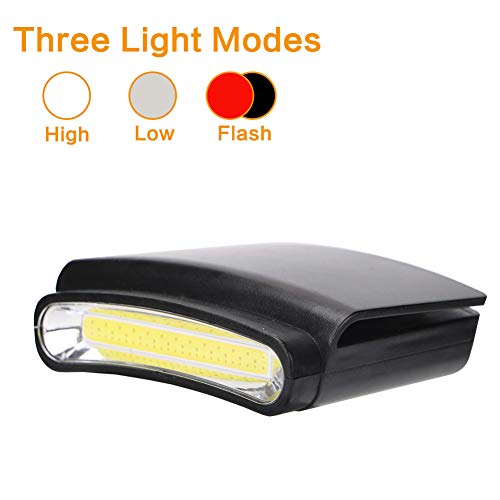 LED Headlamp Cap Light - COB Clip On Light 3 Modes Hard Hat Light Lightweight Hardhat Light- Perfect for Running, Camping, Fishing, and Outdoor Activities(1 Pack,3 AAA Batteries Included)