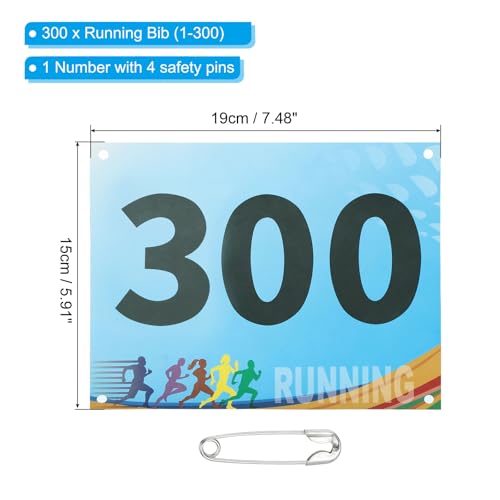 PATIKIL Tearproof Running Bib Numbers, Race Competitor Numbers - size: 7x6 Inch, style: 1-300