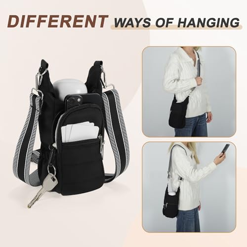 Water Bottle Carrier Bag with Adjustable Strap, for 18/32/40oz Bottle - color: Black