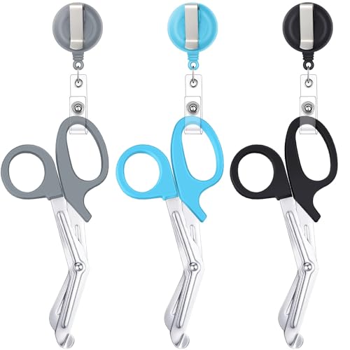 Chumia 3 Pcs Trauma Shears, Nurse Bandage Scissors, Small Medical Scissor - color: Vivid Color