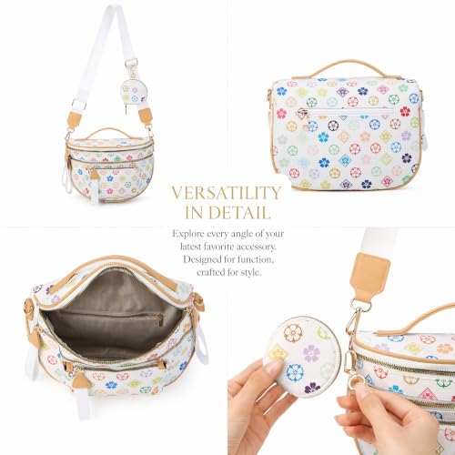 Makes Checkered Crossbody Bag Bum Bag for Women with Pouch - color: Triwhite