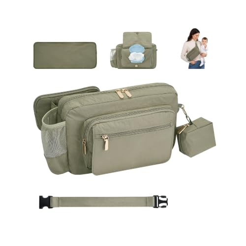 Rexmore Diaper Fanny Pack,Taslan Nylon Crossbody Mom Purse, Eucalyptus Gray - color: Eucalyptus Gray