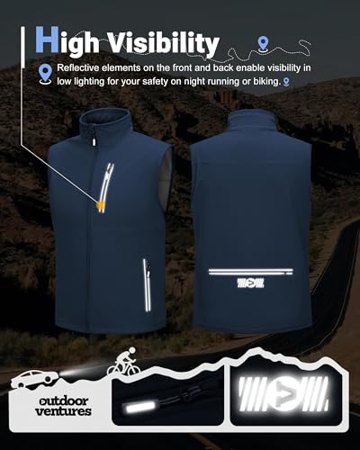 Outdoor Ventures Men's Running Golf Vest Outerwear Lightweight Windproof - color: Dark Blue, size: XX-Large