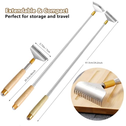 Back Scratcher with 2Pcs Detachable Claws & Massage Roller - color: Natural Wood-2pcs