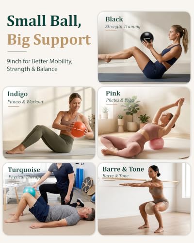 Trideer 9 Inch Pilates Ball with Inflation Straw, Small Exercise Yoga Ball - color: Orange