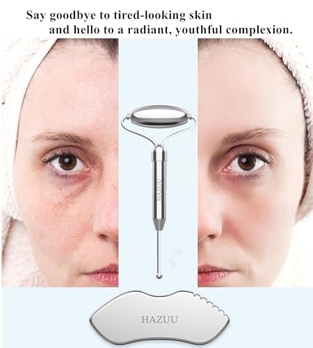 Stainless Steel Gua Sha Face Rollers&Acupuncture Pen - Metal Roller for Eyes & Neck, Anti-Aging Facial Massage Tools, Gua Sha Facial Tool Kit (JGS-2) - color: Jgs-2