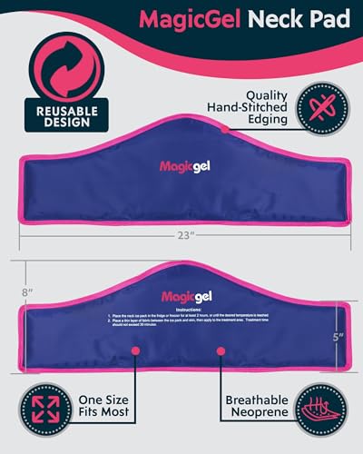 Magic Gel Neck Ice Pack - Reusable Cold Wrap for Neck, Shoulders and Back - Soft and Flexible Freezer Pack for Icing Necks, Shoulder, Upper Body Muscles - Stays Cool for 25 Minutes - color: Neck Ice Pack