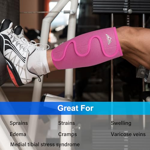 supregear Calf Support Brace, Adjustable Comfortable Compression Calf Wrap Sleeve for Muscle Swelling Hiking Training - color: Pink