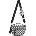 Makes Checkered Crossbody Bag Bum Bag for Women with Pouch - color: Black Checkered