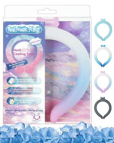 Neck Cooling Tube Wraps Ice Ring Neck Cooler Personal Ice Pack Wrap for Hot Weather Gel Reusable Wearable Gel Cooling for Summer Heat Hot Flashes Freezer Below 64.4℉ - color: Gradient Pink