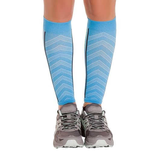 Zensah Featherweight Compression Leg Sleeves - Relieve Shin Splints, Calf Strains - color: Turquoise, size: Medium