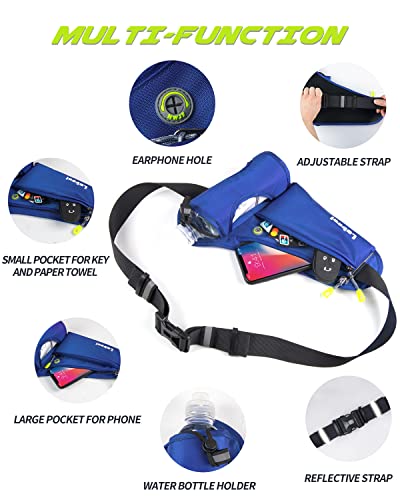 Labeol Running Belt, Waterproof Hydration Belt with Water Bottle Holder - color: Blue