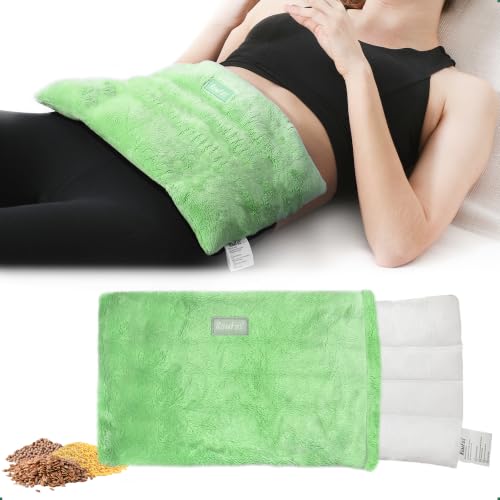 Romfox Microwavable Heating Pad for Pain Relief, Moist Heat for Cramps, Muscles, Joints, Back, Neck and Shoulders, Heat Compress Pillow, for Both Hot and Cold Therapy Green 17 * 8.7 Disassemble