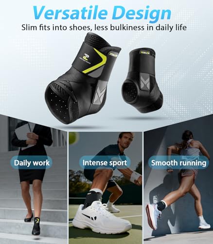 ZOELION Ankle Brace for Men Women with Auto-adaptive Side Pads, [Slim Fit & Flex Support] Ankle Stabilizer Support, Quick Hook & Loop Lace Up Ankle Brace for Sprained Ankle,Injury Recovery,Sports, L