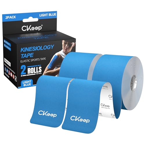 CKeep Kinesiology Tape, Uncut Elastic Athletic Tape 2 Rolls, Light Blue